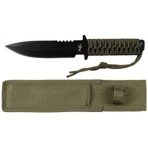 Knife, fixed blade, OD green, wrapped handle