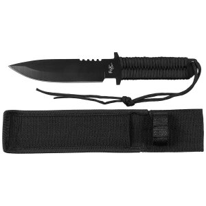 Knife, fixed blade,  black, wrapped handle