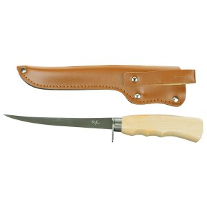 Fishing knife or fillet knife with birch wood handle and...
