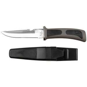 Diving Knife, black, rubber handle, sheath