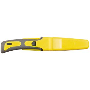 Diving Knife, yellow-black, rubber handle, sheath
