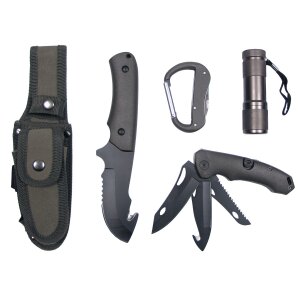 Knife Set, OD green, plastic handle, sheath