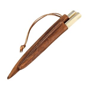 Medieval cutlery set with fork in double leather sheath