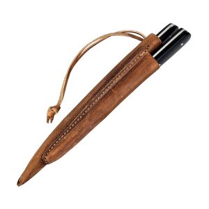Medieval cutlery set with fork in double leather sheath