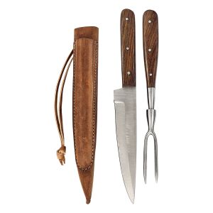 Medieval cutlery set with fork in double leather sheath