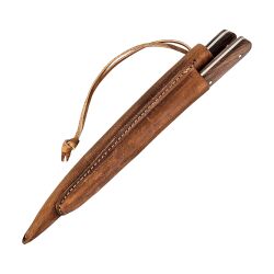 Medieval cutlery set with fork in double leather sheath