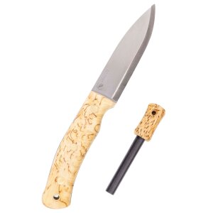 Swedish Forest knife No.10, burl birch + fire steel