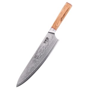 Chefs knife, 24 cm blade length, damask steel
