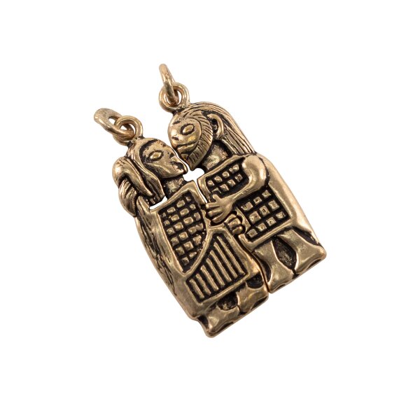 Viking lovers pendant bronze "Guldgubbe" - divisible