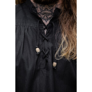 Sleeveless stand-up collar lace-up shirt "Louis" Black