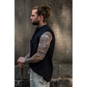 Sleeveless medieval lace-up shirt "Jean" Black