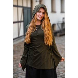 Laced top &quot;Lea&quot; with hood - olive green