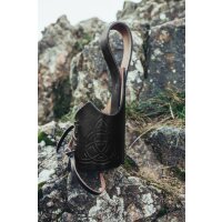 Leather drinking horn holder with Celtic knots "Kai" Black 0,2l-0,5l