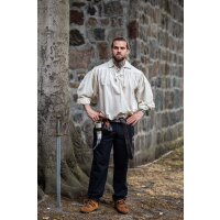 Pirate lace-up shirt "Artur" with collar Natural