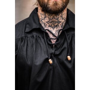 Pirate lace-up shirt "Artur" with collar Black