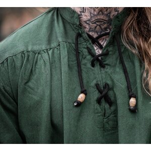Mottled stand-up collar lace-up shirt "Georg" Green