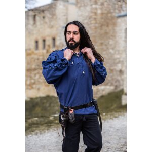 Medieval laced shirt with eyelets blue...