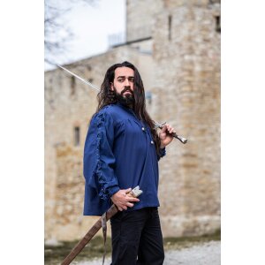 Medieval laced shirt with eyelets blue "Adrian"