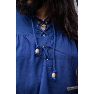 Medieval laced shirt with eyelets blue "Adrian"