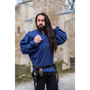 Medieval laced shirt with eyelets blue "Adrian"