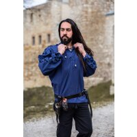 Medieval laced shirt with eyelets blue "Adrian"