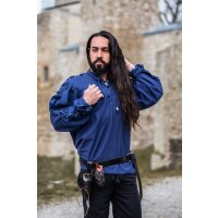 Medieval laced shirt with eyelets blue "Adrian"