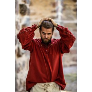 Medieval laced shirt with eyelets "Adrian" Red