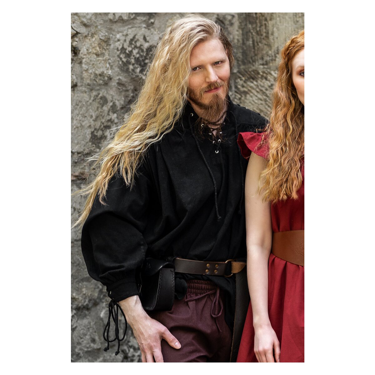 Medieval laced shirt with eyelets black "Adrian"