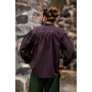 Medieval stand-up collar lace-up shirt brown