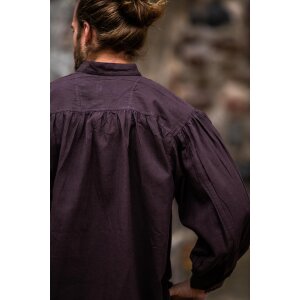 Medieval stand-up collar lace-up shirt brown