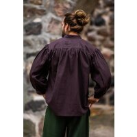 Medieval stand-up collar lace-up shirt brown