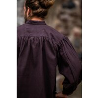 Medieval stand-up collar lace-up shirt brown