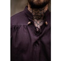 Medieval stand-up collar lace-up shirt brown