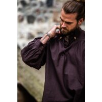 Medieval stand-up collar lace-up shirt brown