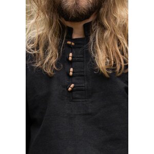 Medieval shirt in thick cotton Black "Anton"