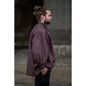 stand-up collar lace-up shirt brown