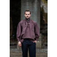 stand-up collar lace-up shirt brown