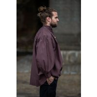 stand-up collar lace-up shirt brown