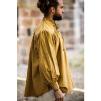 stand-up collar lace-up shirt honey brown