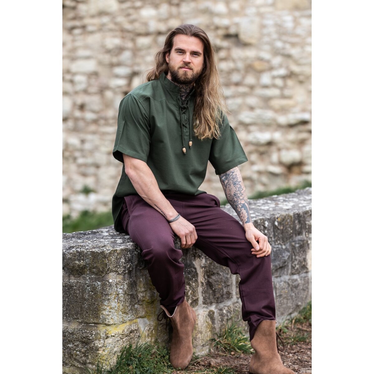 Medieval short sleeve shirt Green "Eric"