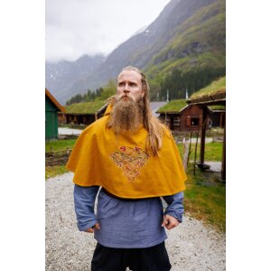 Gu&ecirc;pier viking en laine jaune moutarde...