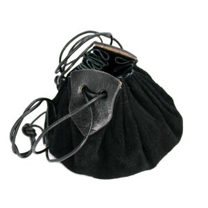 Leather pouch made of suede black "Hug"
