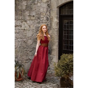 Floor-length dress with shoulder ruffle Red...