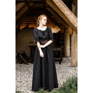Floor-length short sleeve dress Black "Melisande"