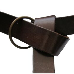 Leather ring belt with celtic pattern Dark brown