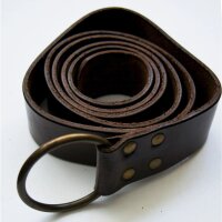 Leather ring belt with celtic pattern Dark brown