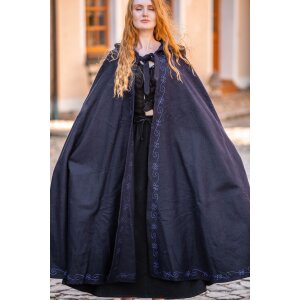 Wool cape with embroidery Blue "Alma"
