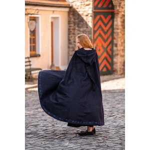 Wool cape with embroidery Blue "Alma"