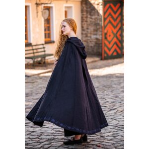 Wool cape with embroidery Blue "Alma"