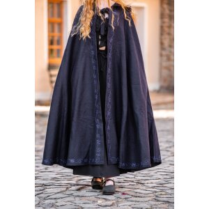 Wool cape with embroidery Blue "Alma"